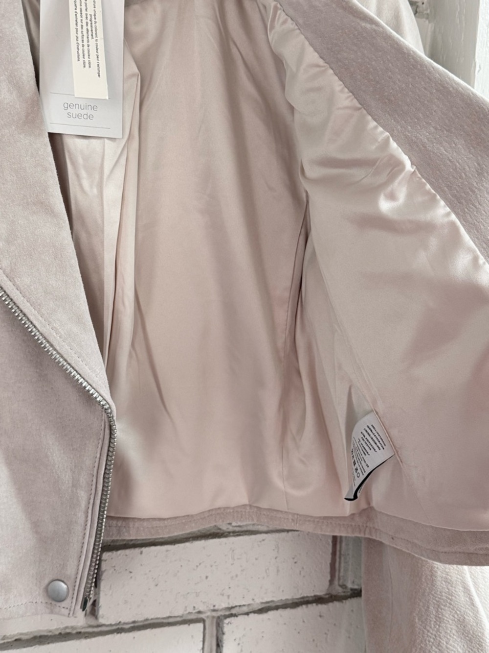 NWT Joie 100% Leather Suede Moto Jacket Cropped Beige Cream Zip Biker Chick S - Picture 5 of 10